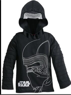 Star Wars Black Kylo Ren Hooded Costume Shirt Boys 5/6 Cape Long Sleeve